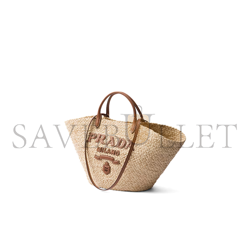 PRADA LARGE RAFFIA AND LEATHER SHOPPING BAG 1BG470 (25*25*15cm) PRADA LARGE RAFFIA AND LEATHER SHOPPING BAG 1BG470 (25*25*15cm)